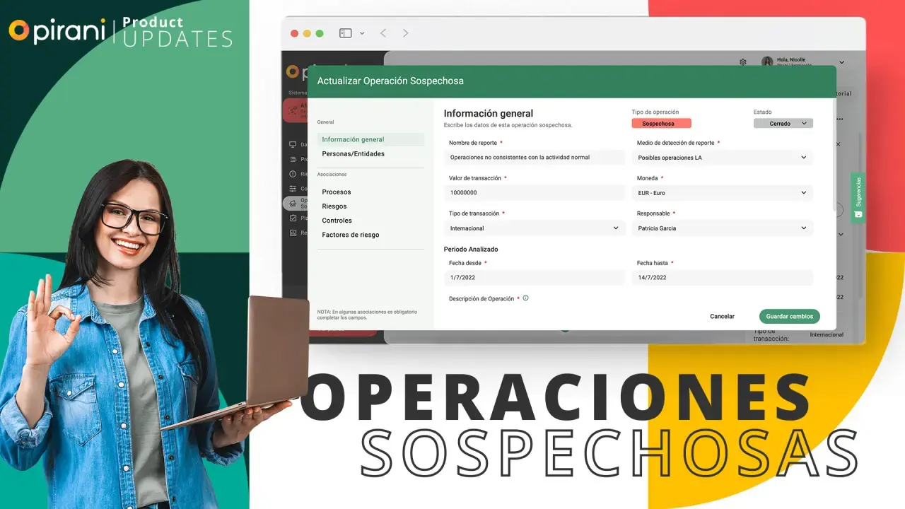 Módulo sobre operaciones sospechosas del product Updates Pirani